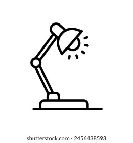 icono de línea de lámpara de mesa, fondo aislado