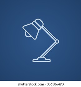 Table lamp line icon for web, mobile and infographics. Vector light blue icon isolated on blue background.