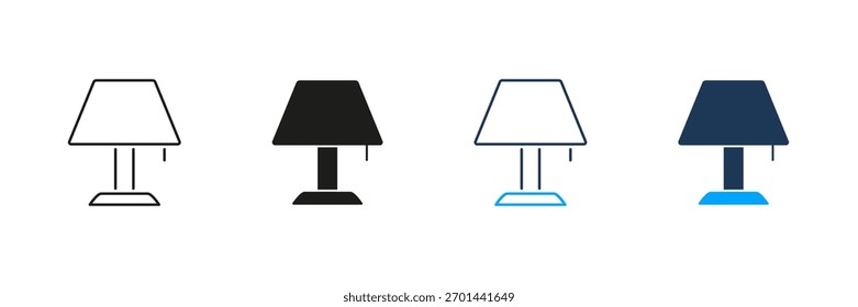 Linha De Lâmpada De Mesa E Conjunto De Ícones Sólidos. Iluminação Doméstica, Design De Interiores E Coleção De Símbolos De Iluminação. Iluminação Decorativa E Funcional. Ilustração de vetor isolada.