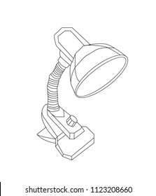 a table lamp, a line, a vector. White background