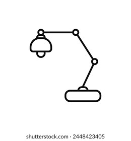 Table lamp linear style vector editable icon. Simple outline logo of a room lamp. Table lamp vector. Home comfort light bulb.
