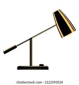 Table lamp for local lighting, portable lamp. Functional stand with a twist. Lighting inside the home and office. Lampshade design. Modern fashionable interior. Vector icon, flat, isolated