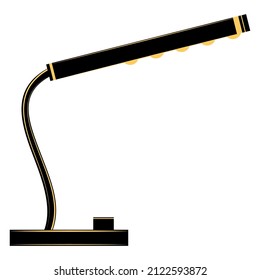 Table lamp for local lighting, portable lamp. Slim casing for small lamps. Lighting inside the home and office. Lampshade design. Modern fashionable interior. Vector icon, flat, isolated