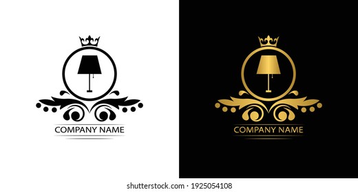table lamp logo template luxury royal vector company  decorative emblem with crown  
