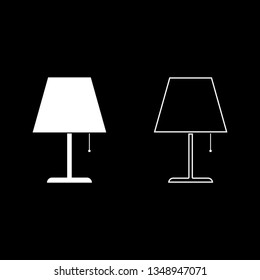 Table lamp Night lamp Clasic lamp icon set white color vector illustration flat style simple image