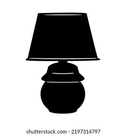 Table lamp. Night light icon. Bedroom lampshade silhouette. Room, home, hotel or office electricity object.Desk bulb sign.Indoor lighting devices symbol.Electric interior furniture.Vector illustration