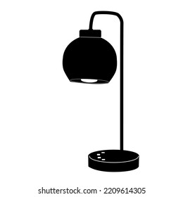 Table lamp. Night light icon. Bedroom lampshade silhouette. Room, home, hotel or office electricity object.Desk bulb sign.Indoor lighting devices symbol.Electric interior furniture.Vector illustration