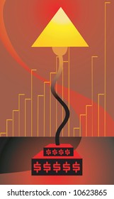 a table lamp on Dollar crest in radiant light	