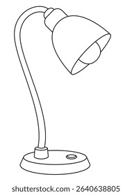 Table lamp on a flexible bracket vector linear image for logo, pictogram or coloring. Outline. Portable table lamp for coloring