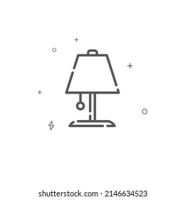 Table lamp on leg simple vector line icon. Lamp symbol, pictogram, sign isolated on white background. Editable stroke. Adjust line weight.