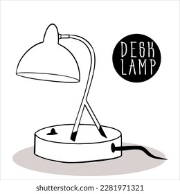 table lamp on stand. Table office lamp. electrical device for lighting. Vector flat design illustration. spotlight. electric lamp.