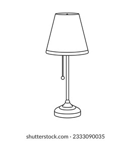 Table Lamp Outline Icon Illustration on White Background