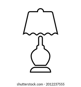 Table lamp outline icon. Line art vector.