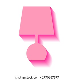 Table lamp and pink shadow on a white background, sign for design, vector illustration