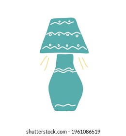 Tischlampe für Raumbeleuchtung. Einzelnes Element im Doodle-Stil.