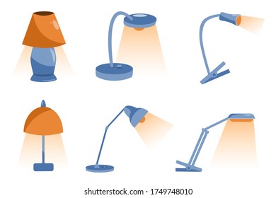 Table lamp set in flat style.