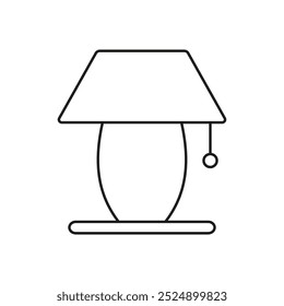 Table Lamp with Shade Line Icon. Bedside Lighting Outline Symbol. Home Lighting with Switch. Editable Stroke. Isolated Vector Illustration.