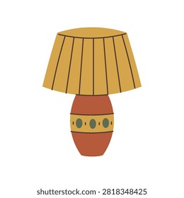 Table Lamp with Shade Vector Illustration. Hand drawn light fixture featuring conical cover. For home decor, reading nooks, and warm workspace visuals.