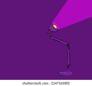 table lamp shines up purple light