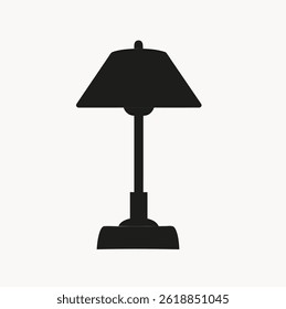 "Table Lamp Silhouette Icon Isolated on White Background"