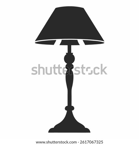 Table Lamp Silhouette Icon Isolated on White Background 
