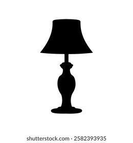 Table lamp silhouette icon vector flat illustration design on white background.