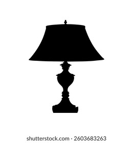  Table lamp silhouette icon vector flat design on white background.