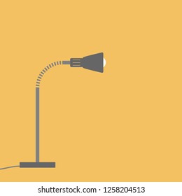 Table lamp. Silhouette office light. Electrical bulb. Vector isolated illustration