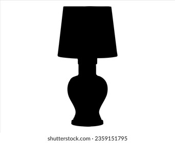 Table lamp silhouette vector art white background