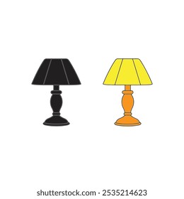 Table lamp silhouette vector illustration on a white background.