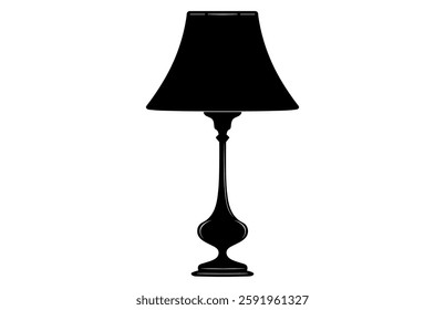 Table Lamp Silhouette Vector isolated on a white background