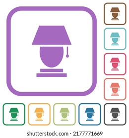 Table lamp simple icons in color rounded square frames on white background
