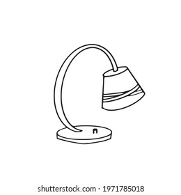 Table Lamp Sketch Vector Illustration. Scratch Board Style Imitation. Black And White. Hand drawn Table lamp icon. Table lamp sketch icon for infographic, website or app