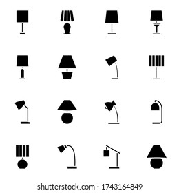 Table lamp solid icon set. Simple desk lamp icon sign concept. vector illustration. 