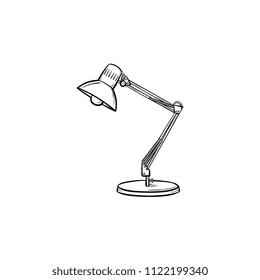 Table Lamp Spotlight Hand Drawn Outline Doodle Icon. Questioning, Cross-examination, Interrogation, Writing Concept. Vector Sketch Illustration For Print, Web And Infographics On White Background.