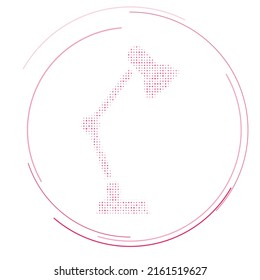 The table lamp symbol filled with pink dots. Pointillism style. Vector illustration on white background