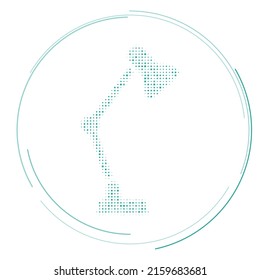 The table lamp symbol filled with teal dots. Pointillism style. Vector illustration on white background