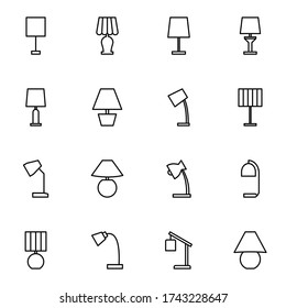 Table lamp thin line icon set. Simple desk lamp icon sign concept. vector illustration. 