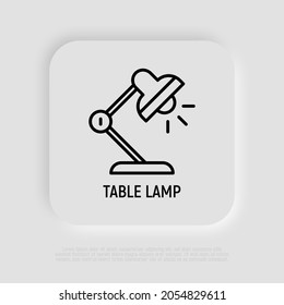 Table lamp thin line icon. Modern vector illustration of desk lighting.