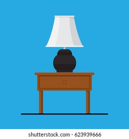 Table lamp vector flat design