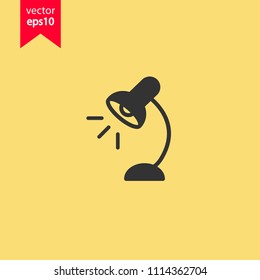Table lamp vector icon. Desk lamp icon. Yellow background. EPS 10 flat vector sign.