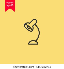 Table lamp vector icon. Desk lamp icon. Yellow background. EPS 10 flat vector sign.