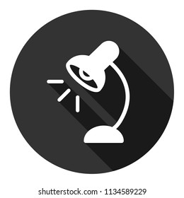 Table lamp vector icon. Desk lamp icon. Flat vector sign. Light icon. Gray background with shadow.