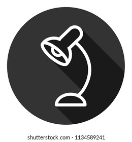 Table lamp vector icon. Desk lamp icon. Flat vector sign. Light icon. Gray background with shadow.