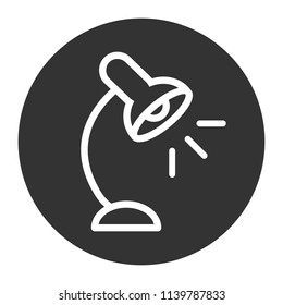 Table lamp vector icon. Desk lamp icon. Flat vector sign. Light icon. Gray background.