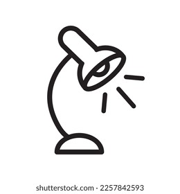 Icono vectorial de lámpara de tabla. Diseño de la lámpara de escritorio de señalización plana. Ilustración de un pictograma con símbolo de lámpara
