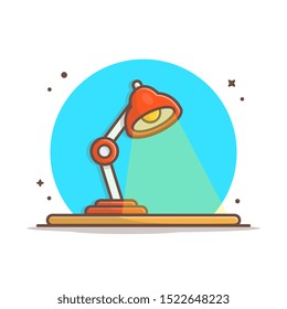 Table Lamp Vector Icon Illustration. Lamp On Table Icon Concept White Isolated. Flat Cartoon Style Suitable for Web Landing Page, Banner, Sticker, Background