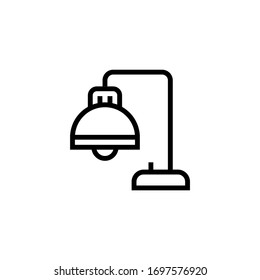 Table lamp vector icon in linear, outline icon isolated on white background