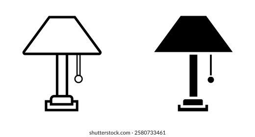 Table Lamp Vector Icon set on white background