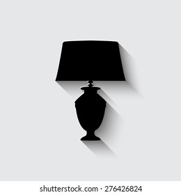 Table lamp vector, icon with shadow on a grey background